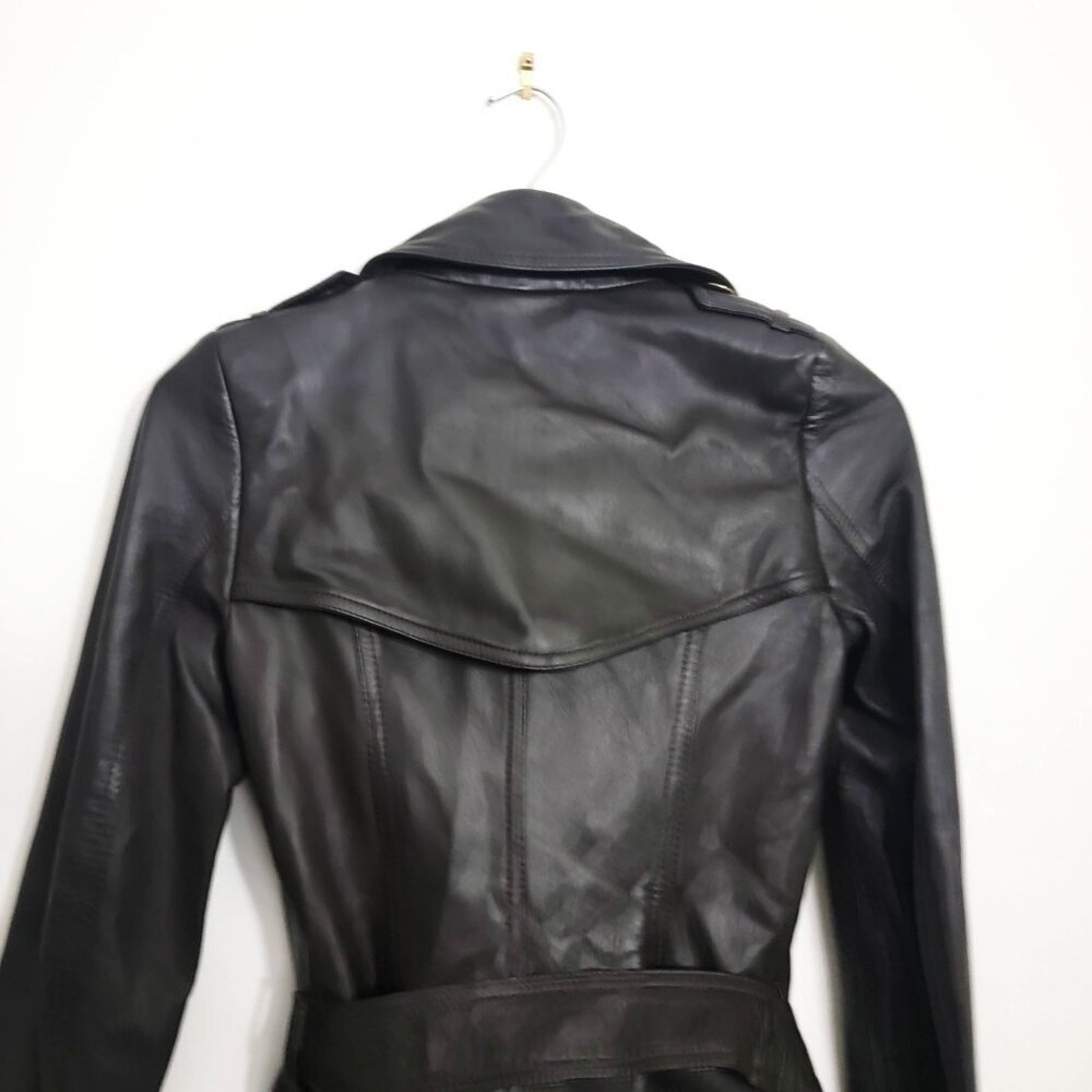 Burberry Belted Leather Trenchcoat in Dark Brown 2 - Picture 7 of 11